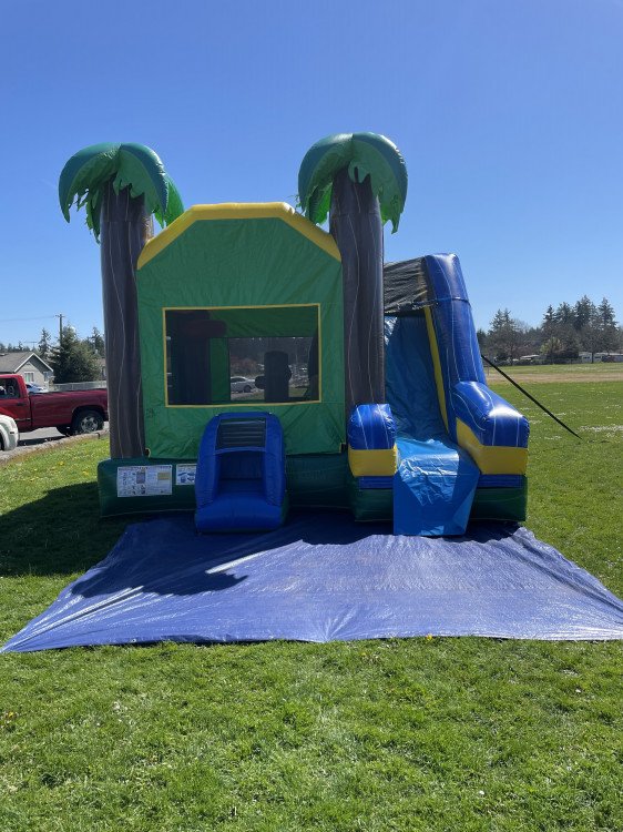 6 in 1 Tropical Bounce House W/Slide(Dry)