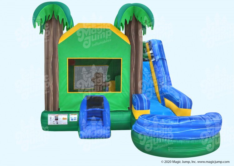 6 In 1 Tropical Bounce House W/Slide (Wet)